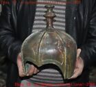 11"Ancient China Bronze Ware warrior General armor armor defense helmet cap hat