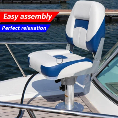 Esponja plegable de lujo con respaldo bajo acolchado asiento de barco pedestal de altura ajustable Foto 1 de 4