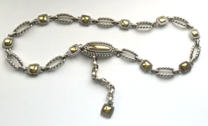 Cinturón de cadena occidental para damas metal tono dorado conchos plateado aspecto trenzado talla grande - Imagen 1 de 10