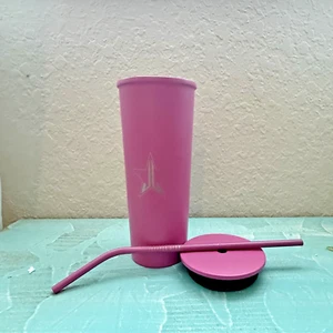 Jeffree Star Pink Tumbler Cup w/ Logo, Lid & Bent Straw – 20 oz Collectible - Picture 1 of 5