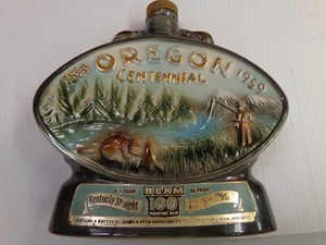 VINTAGE 1959 EMPTY BOUNBON WHISKEY CERAMIC BOTTLE OREGON 1859-1959 CENTENNIAL - Picture 1 of 19