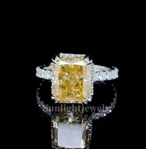 RARE 6.90 Ct Certified Treated Champagne Diamond Ring 925 Silver Prong Setting - Picture 1 of 7