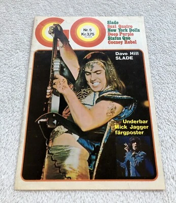 SLADE 1974 DAVE HILL Clipping Poster Swedish Music Magazine GO 1970s Vintage - Image 1 of 3