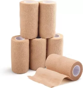 Breathable Self-Adhesive Bandage Wraps – 6 Pack, 4" x 5 Yards for Injury Relief - Picture 1 of 3