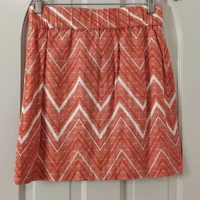 Minifalda Banana Republic Factory mezcla de lino rojo y blanco Chevron a rayas talla 2/4 Foto 1 de 4