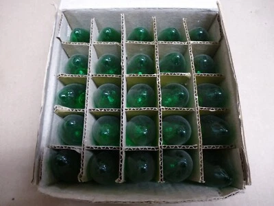 Box Of 25-7 Watt C9 Decorative Transparent Green Light Bulbs Christmas Holidays - Image 1 of 3