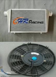 Universal Intercooler & Fan 450 X 300 X 75mm Front Mount 3" 76mm inlet/outlet - Picture 1 of 6