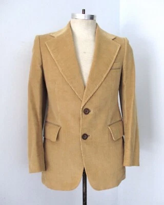 Винтажный 70-х Cortefiel коричневый вельвет диско сутенер блейзер куртка кожаная отделка 38 - Изображение 1 из 4