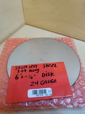 Disco Acero Inoxidable 304 6 " +- 24 Calibre 0.023" Placa Hoja Redonda *EN*STOCK*EE. UU.* Foto 1 de 4