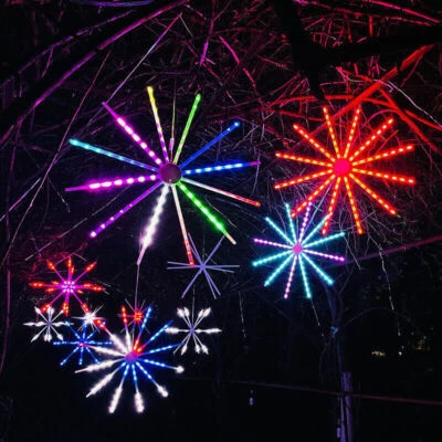 Smart USB Firework Meteor Shower Rain Tree String Lights RGBIC WS2812 Party Xmas - Image 1 of 4