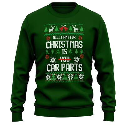 All I Want For Christmas is a Car Parts Sweatshirt Funny Him Mechanic Jumper ... - Image 1 of 4
