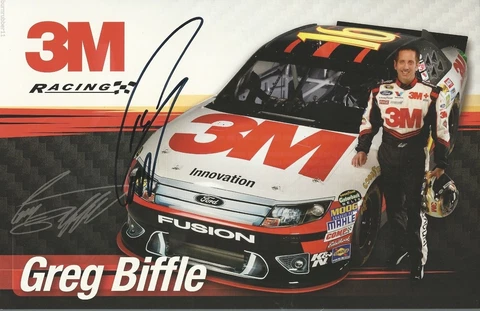 SIGNED 2012 GREG BIFFLE "3M RACING ROUSH FENWAY" #16 NASCAR SPRINT CUP POSTCARD Cover