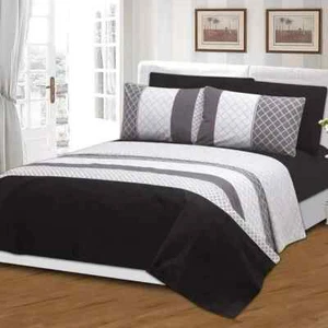 Royal Bamboo Duvet Cover 6 pc Set Gray and White Print - Bild 1 von 7