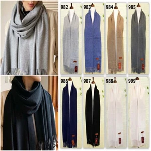 Fashion Women's Man's Solid Long Cashmere Wool Blend Soft Warm Wrap Shawl Scarf - Picture 1 of 47