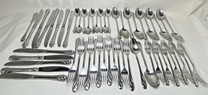 Mikasa Sweet Pea 18/8 Stainless Steel Flatware 56 Pc Lot - Picture 1 of 12