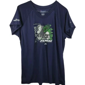 runDisney 2019 Solo Fett Star Wars Marathon T-Shirt Navy V-Ausschnitt XL - Bild 1 von 5