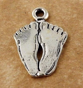 Sterling Silver Bare feet charm, hang ten - Picture 1 of 3