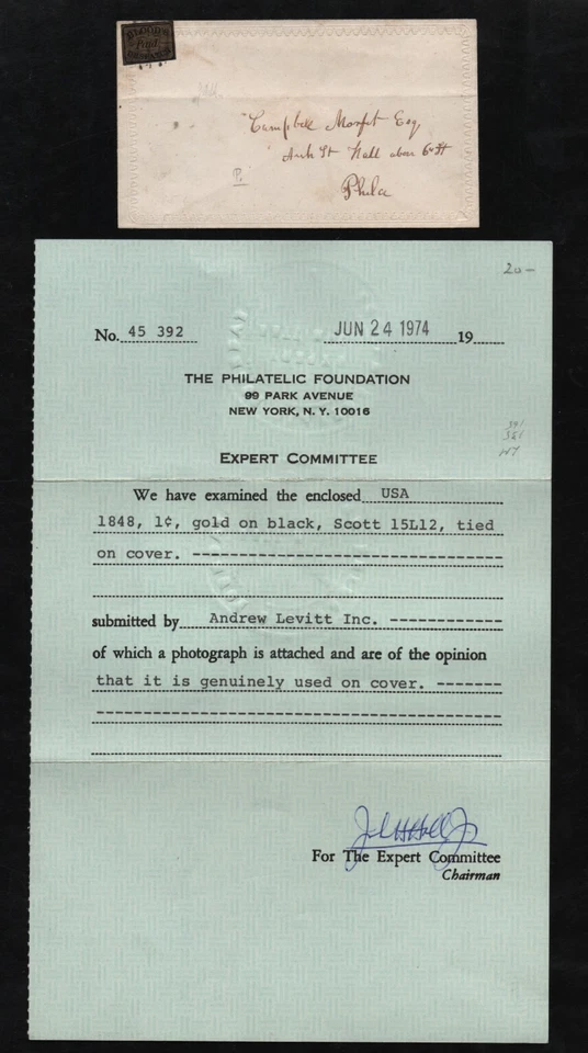 Blood's City Despatch, Philadelphia Scott 15L12 on ladies cover PF Cert - Image 1 of 4