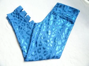 Justice Active Royal Blue Foil Leopard Crop Leggings - Size 14 - Picture 1 of 5