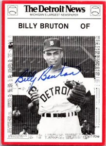 Carte de baseball dédicacée Billy Bruton (Detroit Tigers) 1981 Detroit News #101 - Photo 1/1
