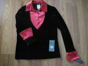 MARINA Women’s Black/Red p/o L/SLV Top.style#266595 Size Small. NWT $104.  - Picture 1 of 12