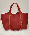 Mellow World Large Vegan Leather Tote Shoulder Handbag Red Euc