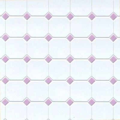 Casa de Muñecas Lila Blanco Moldeado Plástico Azulejo Suelo Hoja Miniatura Escala 1:12 Foto 1 de 4