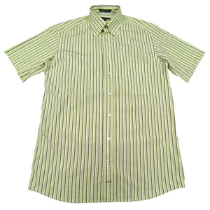 GANT Mens Shirt Size M Liberty-Poplin Regular Fit Button-Up Green Striped Cotton - Picture 1 of 12