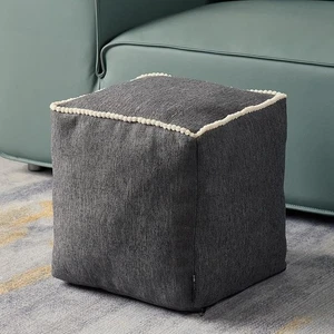 Ungefüllter Würfel Ottomane Pouf Abdeckung, 17,7" T x 17,7" B x 17,7" H, dunkelgrau  - Bild 1 von 8