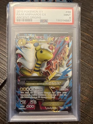 2015 POKEMON XY #88 FULL ART MEGA AMPHAROS EX MINT PSA 9 ANCIENT ORIGINS 88/98 - Image 1 of 2