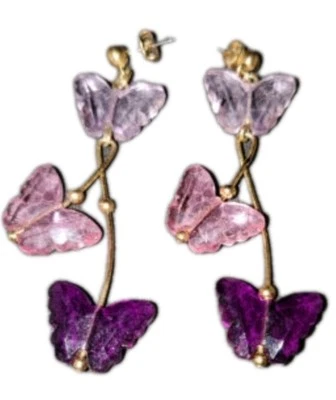 Pendientes Mariposa Avon 1993 De Colección Deslumbrantes Cuelgan Rosa Púrpura Fairycore 3 1/4" Foto 1 de 4