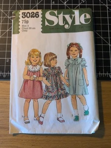 Style 3026 - Children's Dress Making Pattern Size 3 - N.O.S - Picture 1 of 3