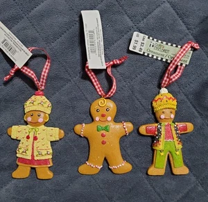 3 NOS Vintage Resin Mary Engelbreit Christmas Ornaments Gingerbread Cookie - Picture 1 of 7