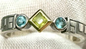 Three Gemstone Ring by Paul Robilotti Vintage Jewelry. Gemstone 18K & 925 - Picture 1 of 9