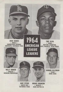 Panel de página de líderes de la liga de béisbol 1964 Tony Oliva Brooks Robinson Killebrew - Imagen 1 de 1