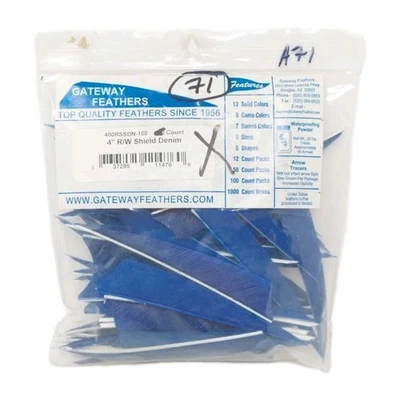 71 Count Gateway Tiro con Arco Flechas Plumas 4" Ala Derecha: Escudo Denim Azul Foto 1 de 2