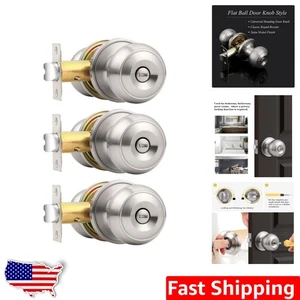 Modernas perillas de puerta de privacidad de acero inoxidable, paquete de 3 para dormitorio y baño - Imagen 1 de 9