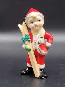 Vtg Christmas Ski Boy Japan 50s Retro Holiday Ceramic Figurine  - Picture 1 of 10