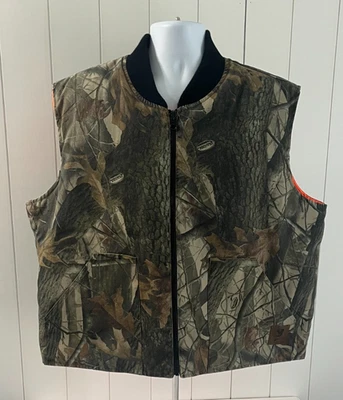 Realtree Camo Hunting Vest ~ Mens' 2XL Full Zip ~ Hardwoods Blaze Orange Liner - Image 1 of 4
