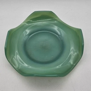 Vintage Jefferson Glass Green Opalescent Ruffles & Rings Bowl Ring Dish - Picture 1 of 8