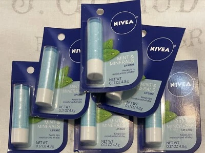 48 Pieces Nivea MINT & MINERAL Refreshing Lip Care Shea & Peppermint  Full CASE - Image 1 of 4