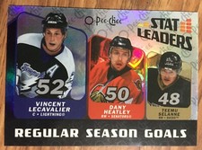 07 08 O Pee Chee LECAVALIER/HEATLEY/SELANNE Stat Leaders Hockey card # SL1 