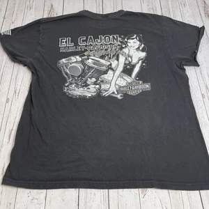Harley Davidson El Cajon California T Shirt Pin Up Girl Motor Engine Mens Large - Picture 1 of 11