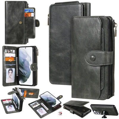 Case for iPhone 11 12 13 7 8 Retro Multifunction Leather Wallet Case Phone Cover - Image 1 of 4