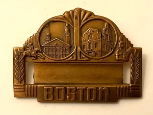 Vintage NOS BOSTON CITY MARKS Name Tag Badge Metal Patterned Design 2'' x 1.5'' - Picture 1 of 3