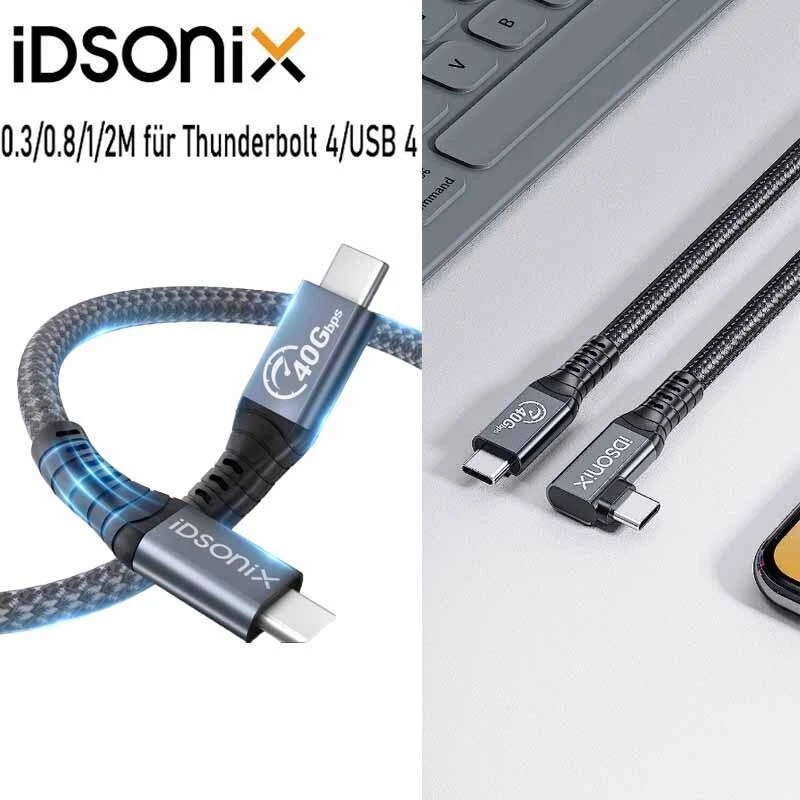 USB C Ladekabel 0.3/0.8/2m Kabel Datenkabel USB 4 For Thunderbolt 4 40Gbps - Bild 1 von 4