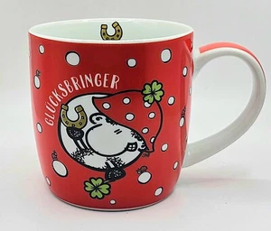 Glücksbringer Tasse mit Schaf und Kleeblättern rotes Design Keramik NEU & OVP - Bild 1 von 4