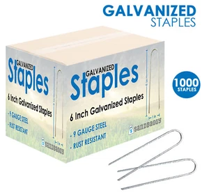 Grapas de tela Sandbaggy 1000 6" GALVANIZADAS ~ grapas SOD - calibre 9 - Imagen 1 de 9
