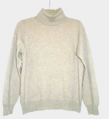 Herman Geist Color Marrón Arena Claro 100% Cachemira Pura Cuello Alto ¡Talla Pequeña! Foto 1 de 4