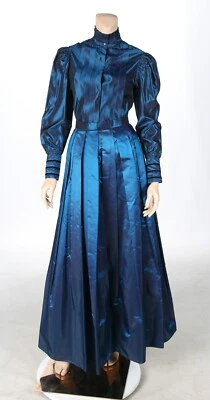 Vestido formal Gary Boyer Collection vintage anos 80 azul aparência vitoriana 2 peças tamanho 8 - Imagem 1 de 4